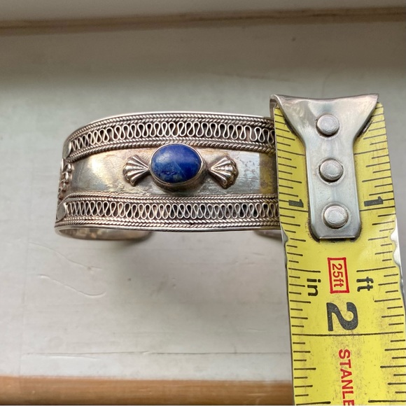 Sterling vintage blue stone cuff - Picture 11 of 15